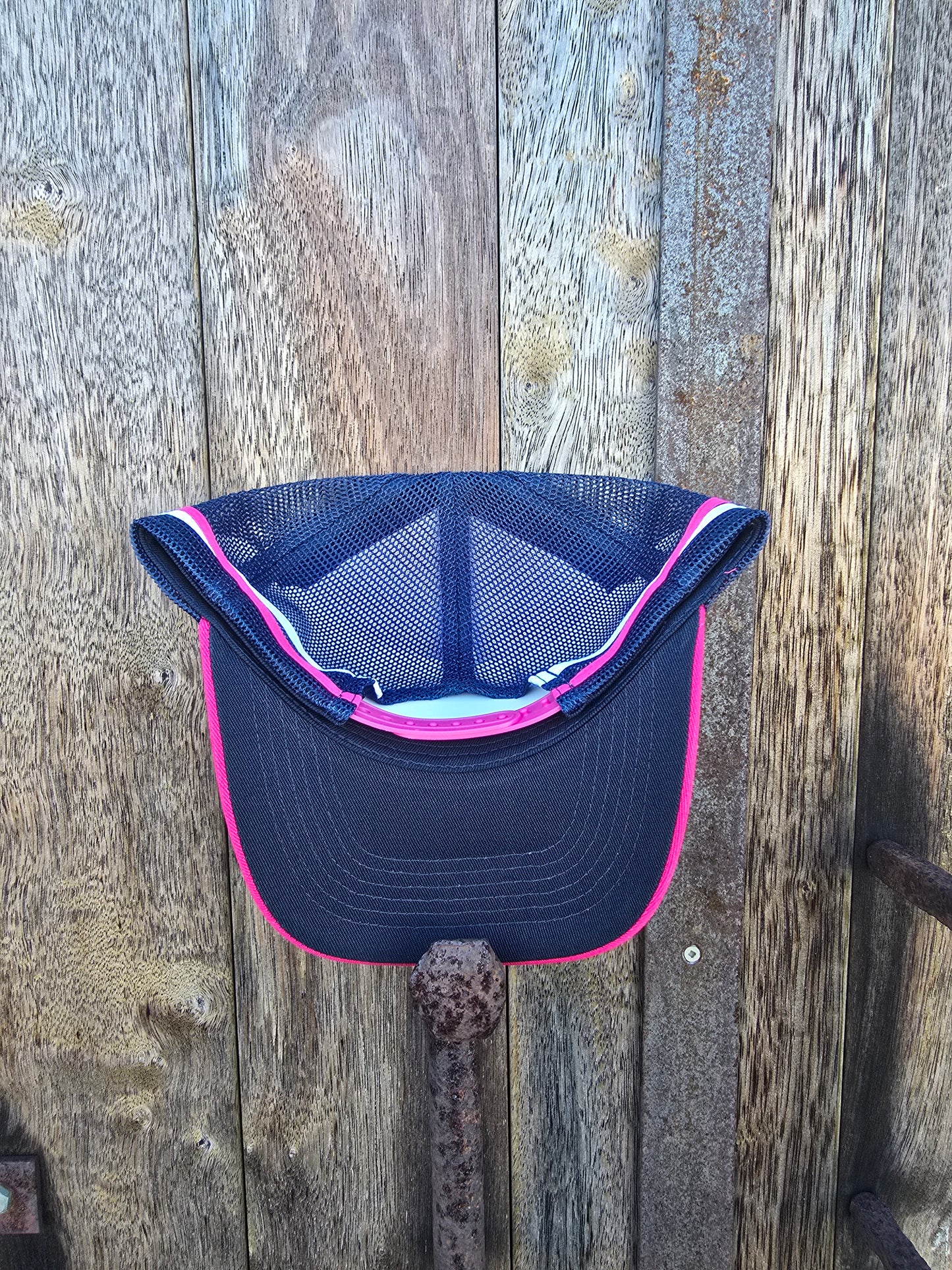Pink on navy