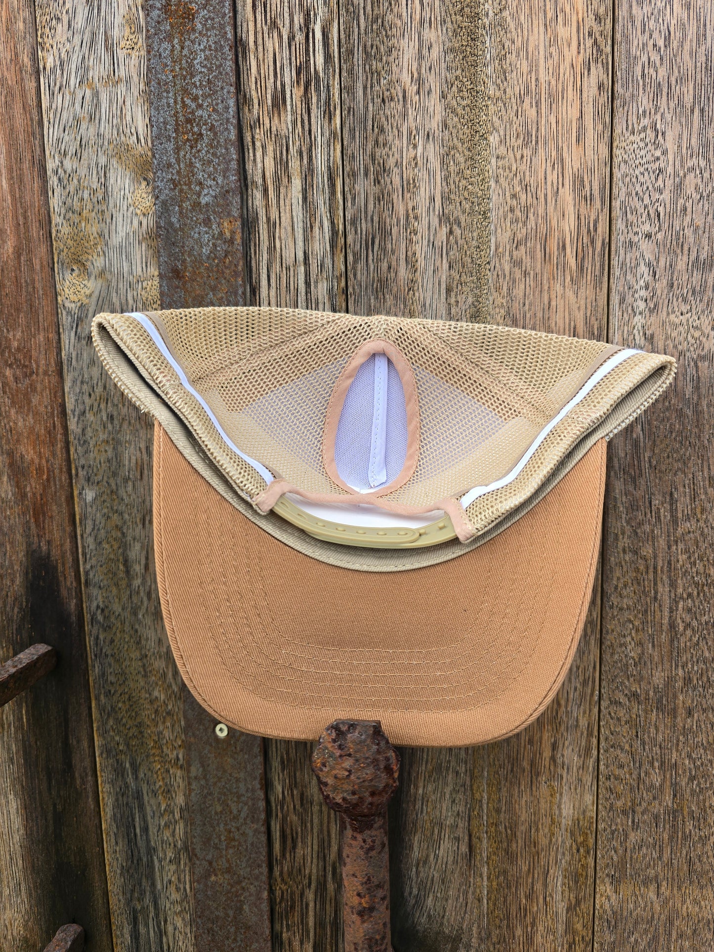 Tan ponytail cap