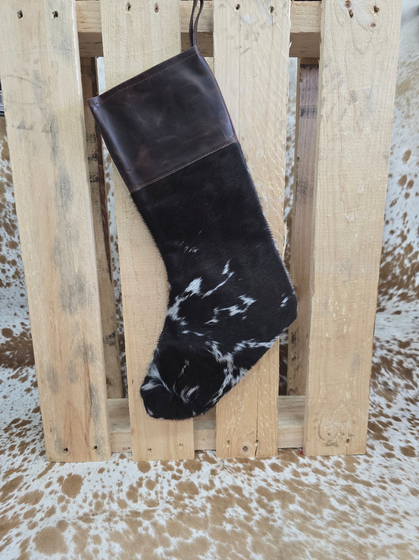 Cow hide Christmas stocking #26