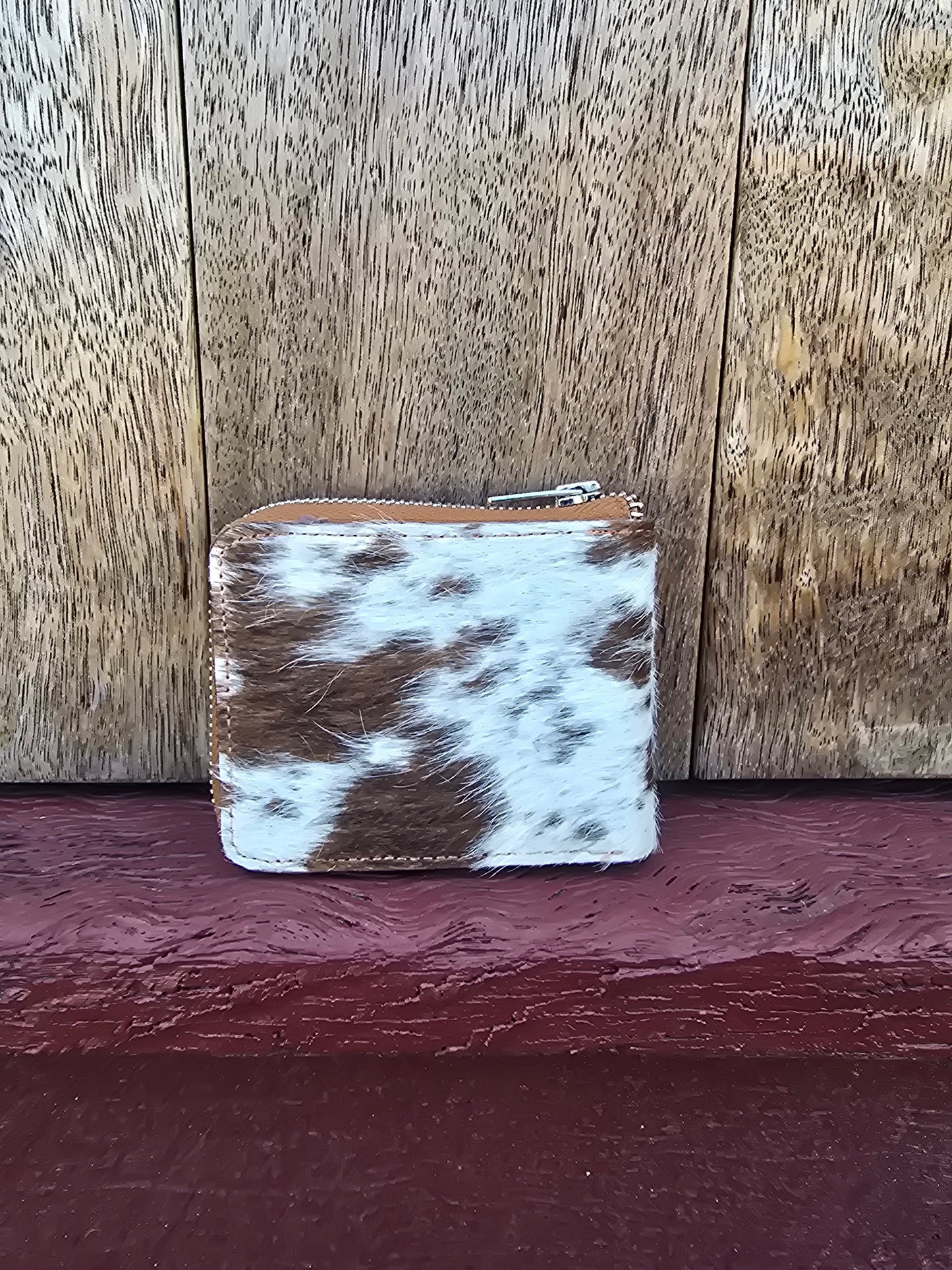Hair on hide unisex rectangular zippered wallet #06