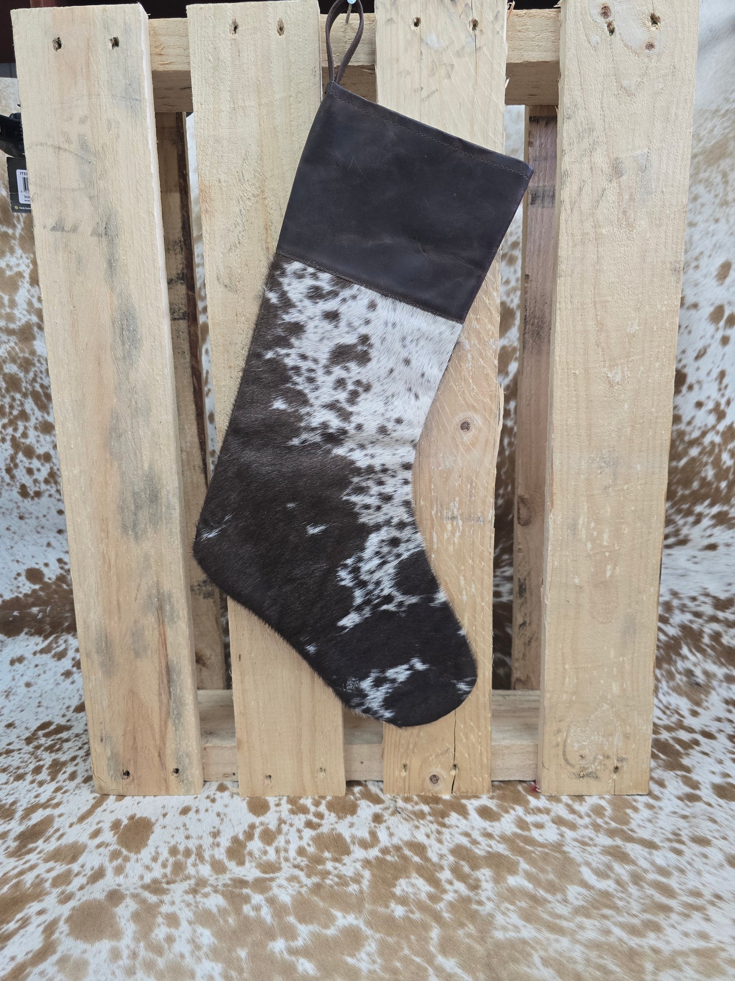 Cow hide Christmas stocking #23