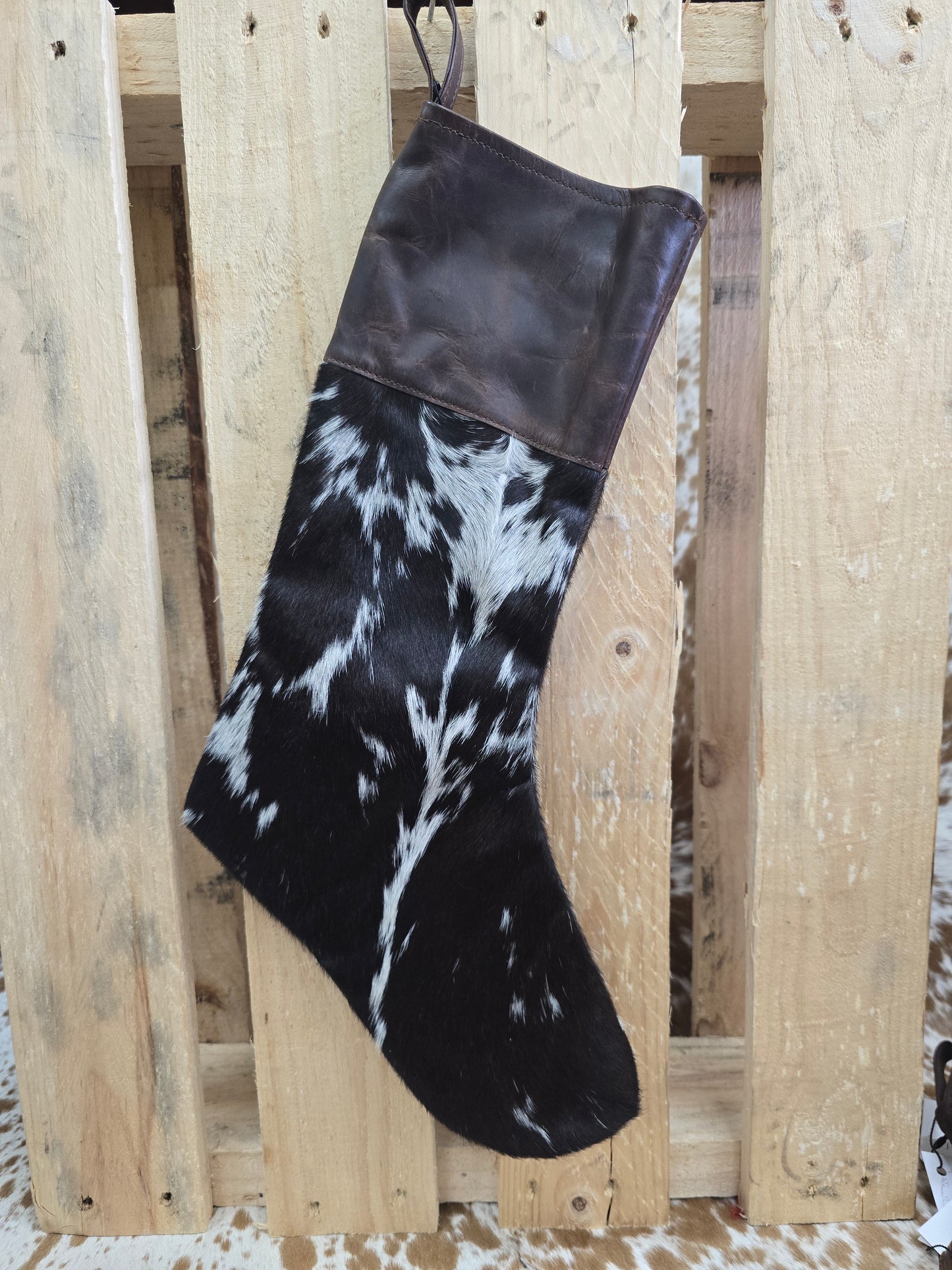 Cow hide Christmas stocking #14