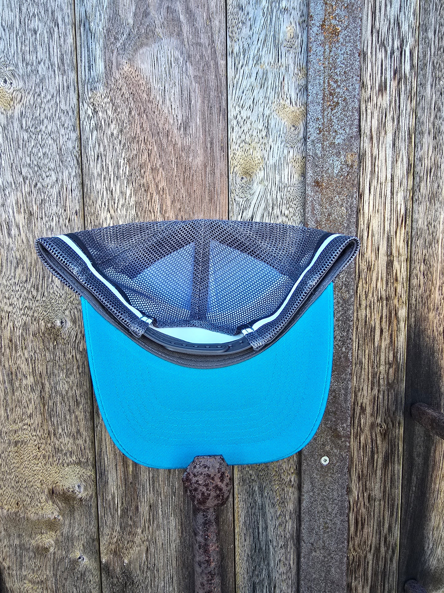 Blue on grey