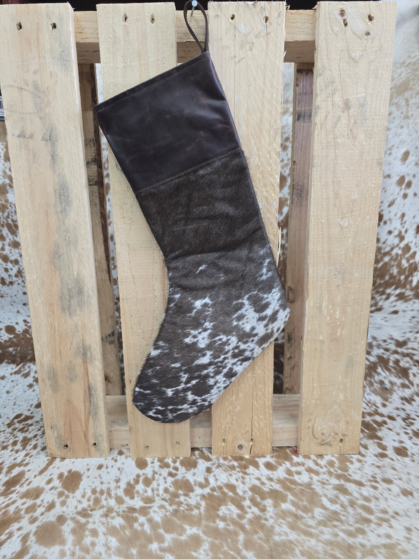 Cow hide Christmas stocking #23