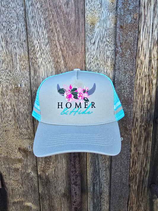 Stone on light blue (ponytail)