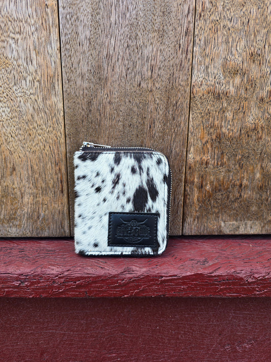 Hair on hide unisex square zippered wallet #07
