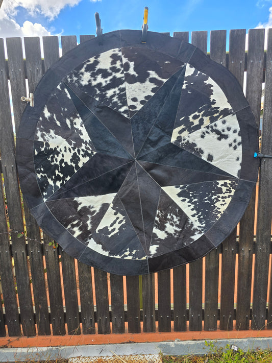 Round patchwork rug - Black and white