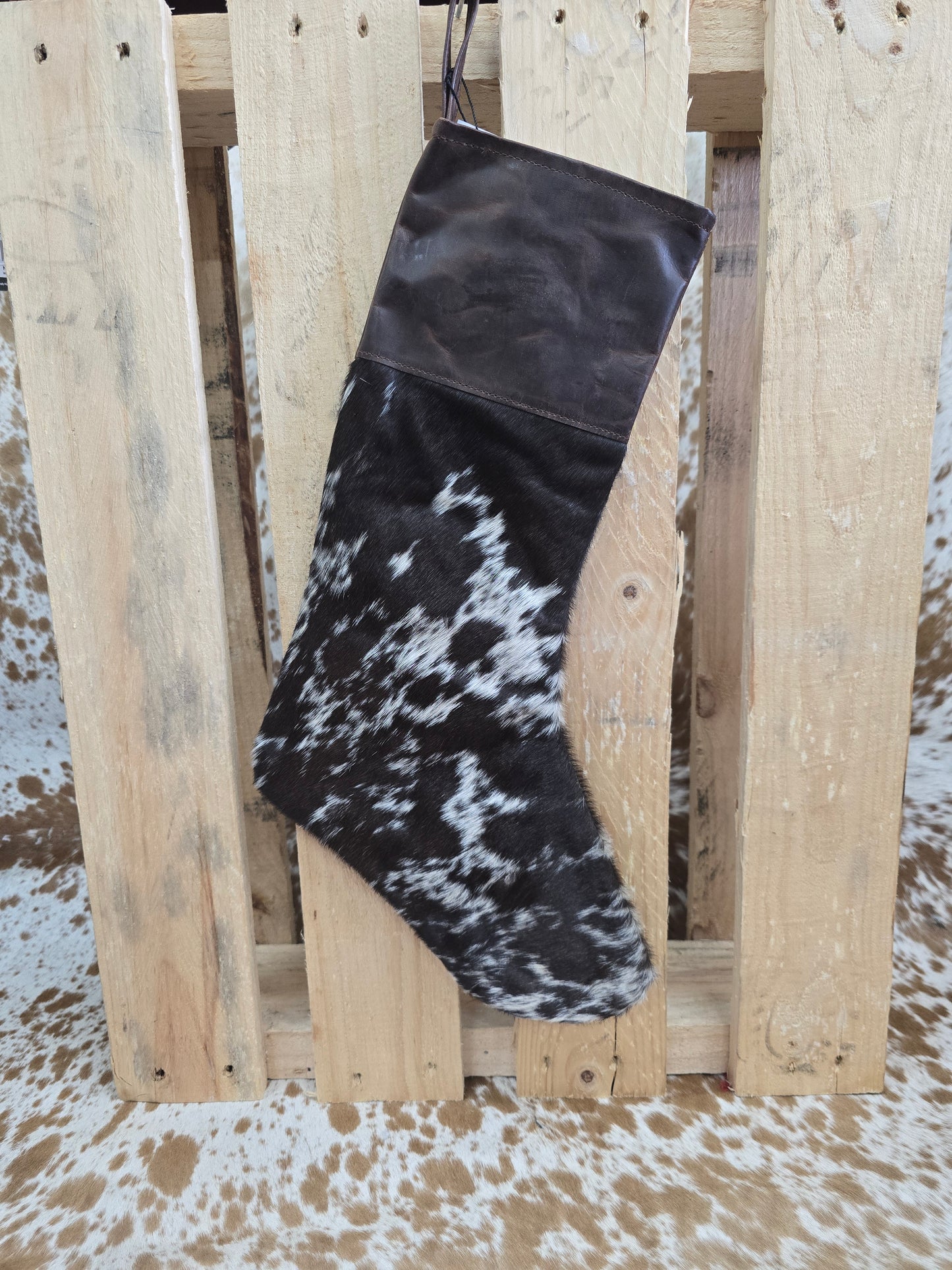 Cow hide Christmas stocking #24