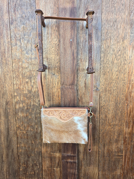 Tooled clutch bag - Tan #04