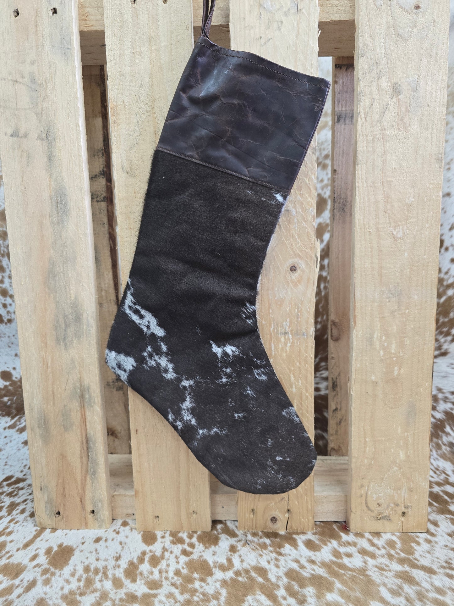 Cow hide Christmas stocking #29