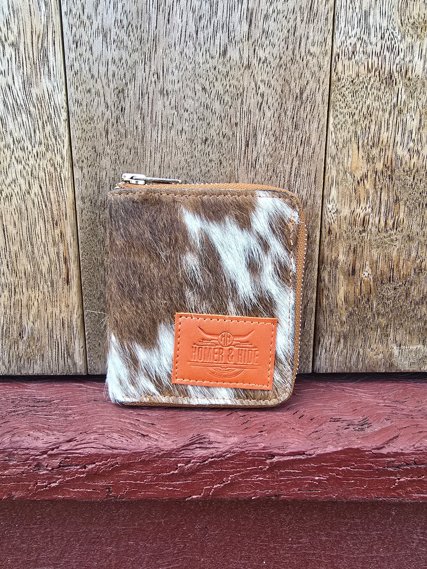 Hair on hide unisex square zippered wallet #05