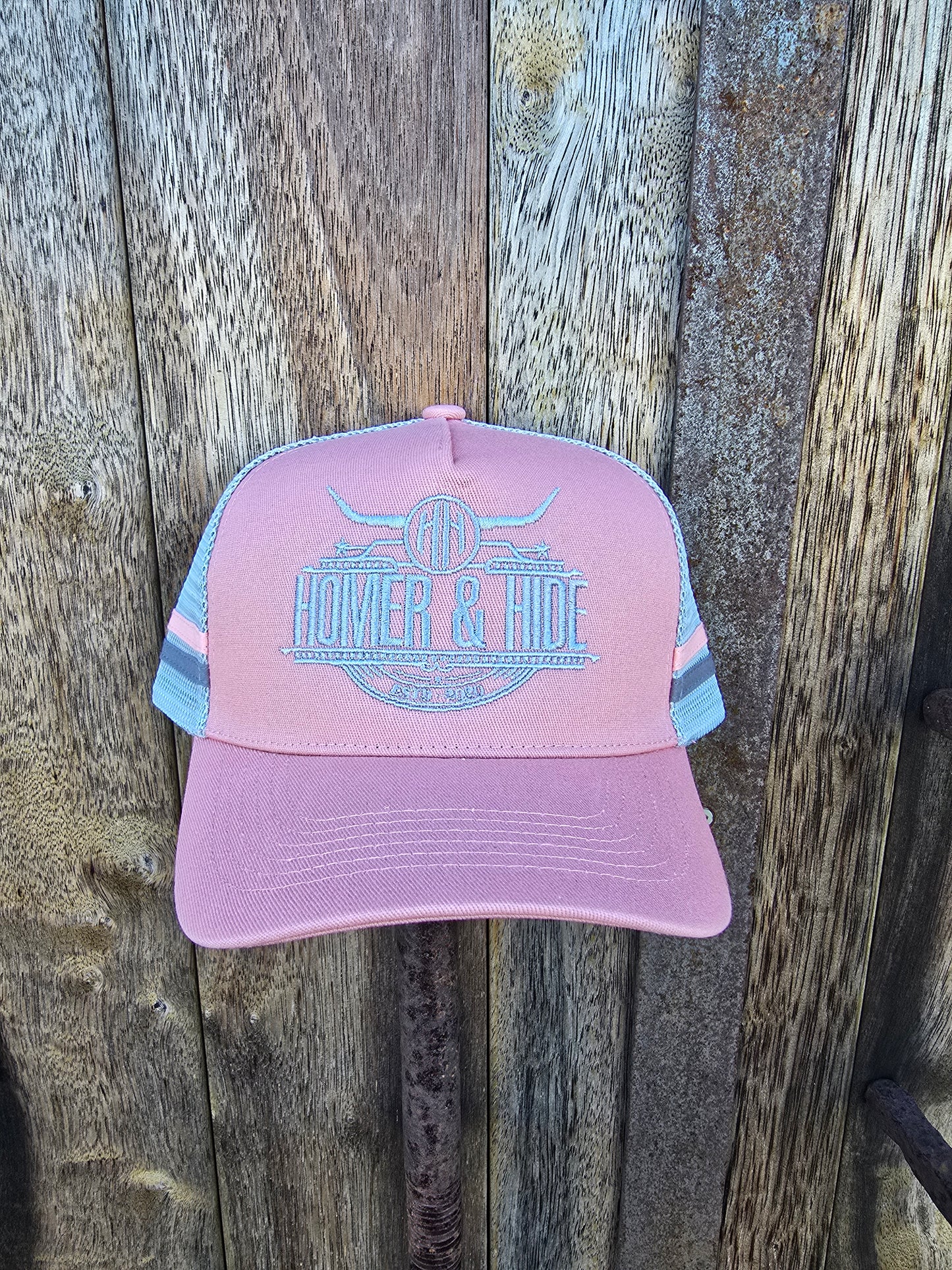 Pink on grey