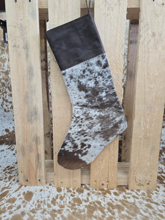 Cow hide Christmas stocking #25