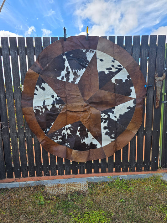 Round patchwork rug - Dark Brown and brown white