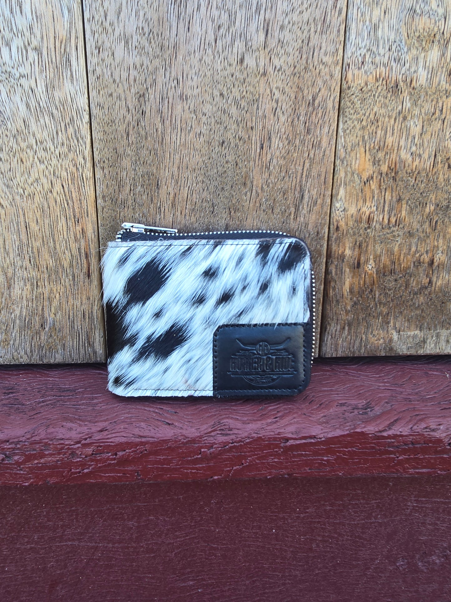 Hair on hide unisex rectangular zippered wallet #14