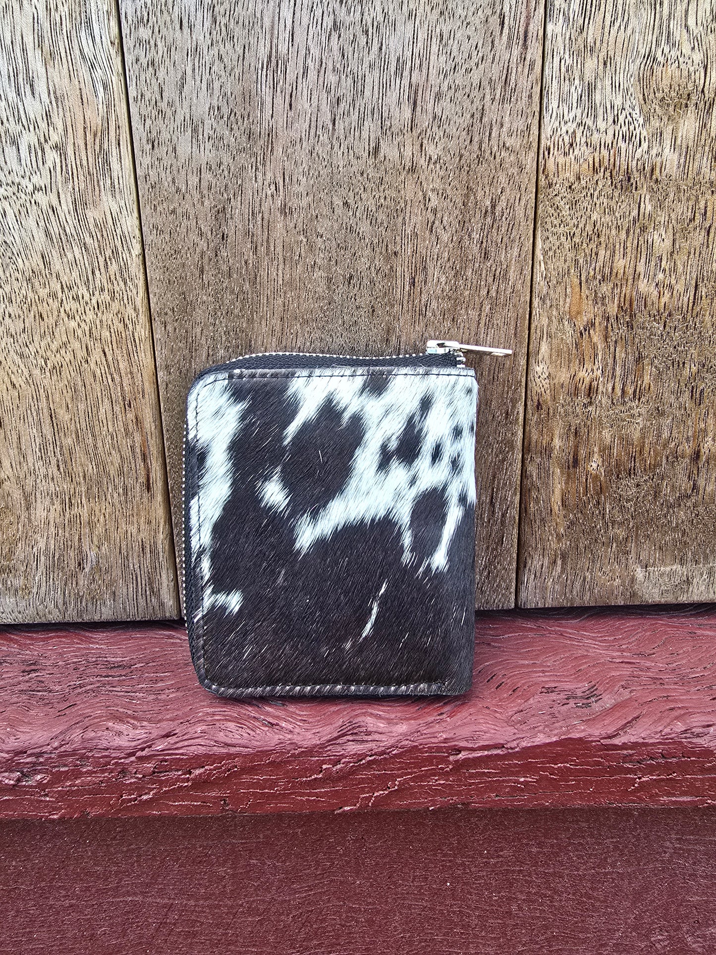 Hair on hide unisex square zippered wallet #06