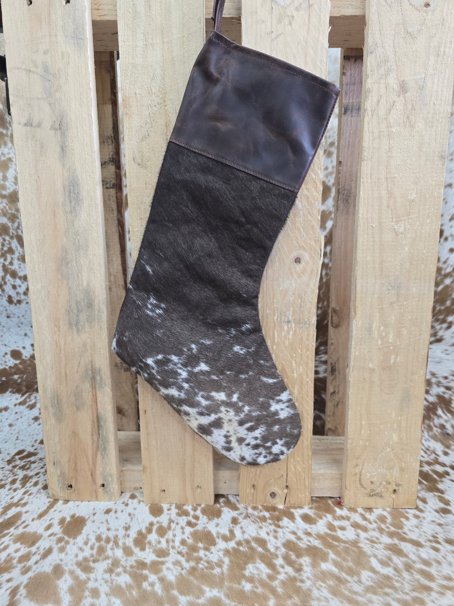 Cow hide Christmas stocking #30