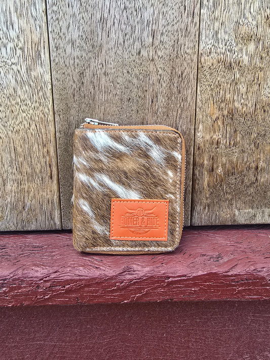 Hair on hide unisex square zippered wallet #02