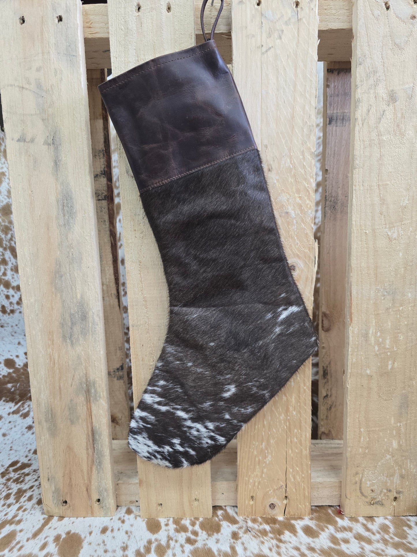 Cow hide Christmas stocking #14