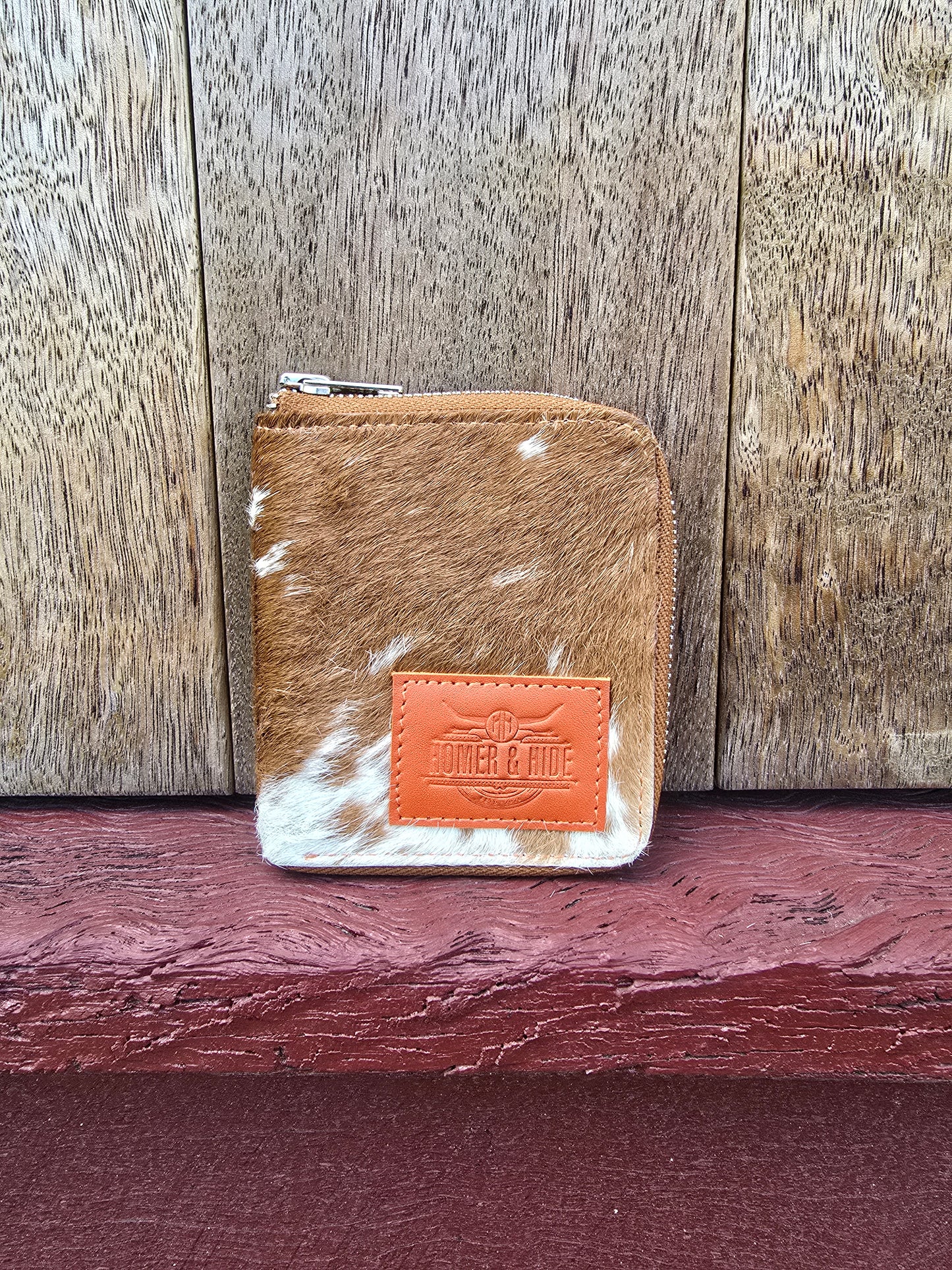 Hair on hide unisex square zippered wallet #03