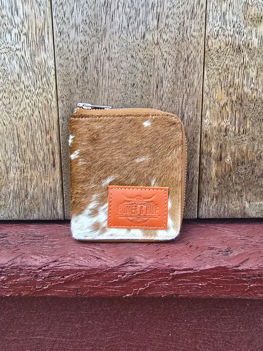 Hair on hide unisex square zippered wallet #03