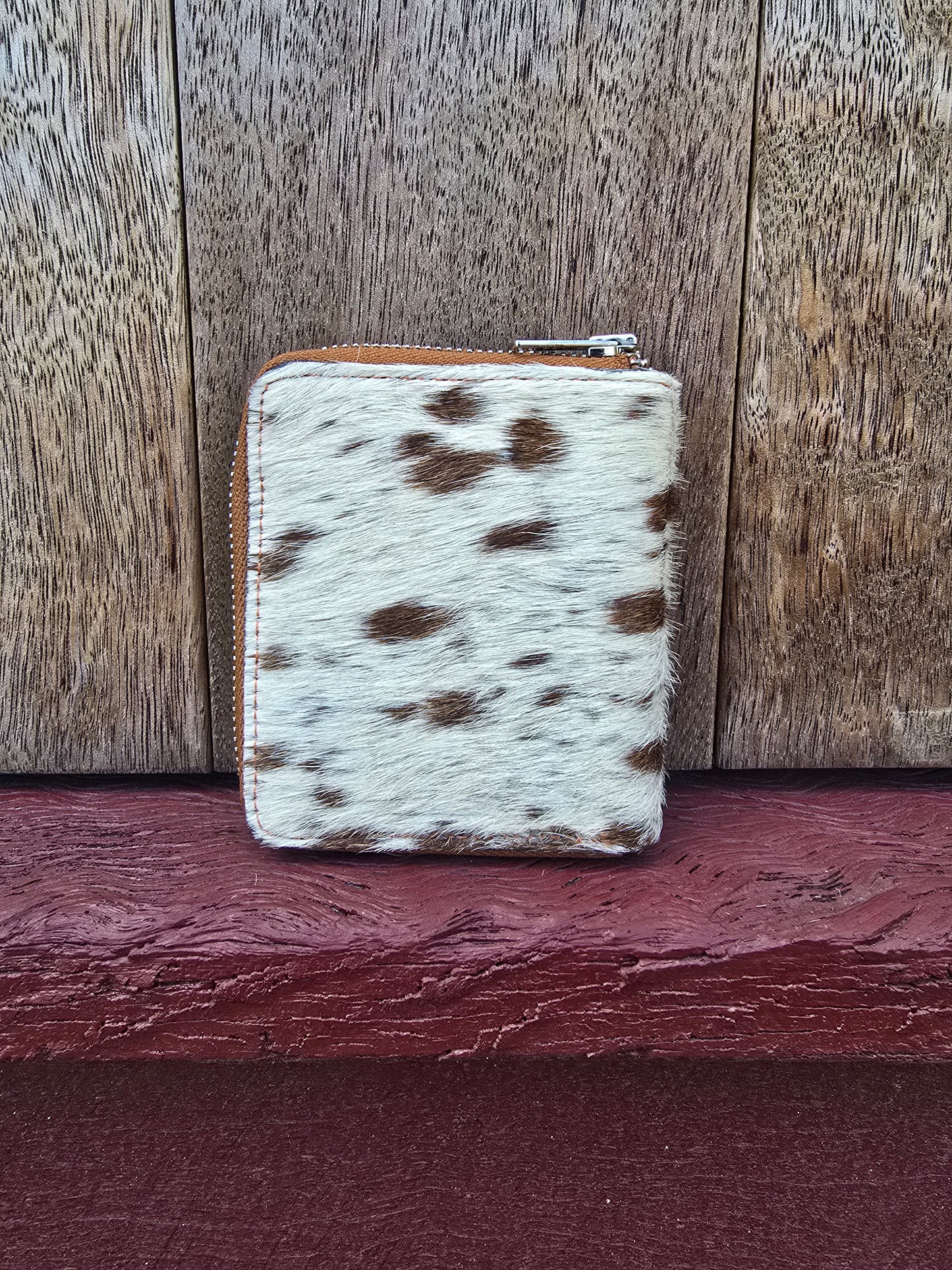 Hair on hide unisex square zippered wallet #04