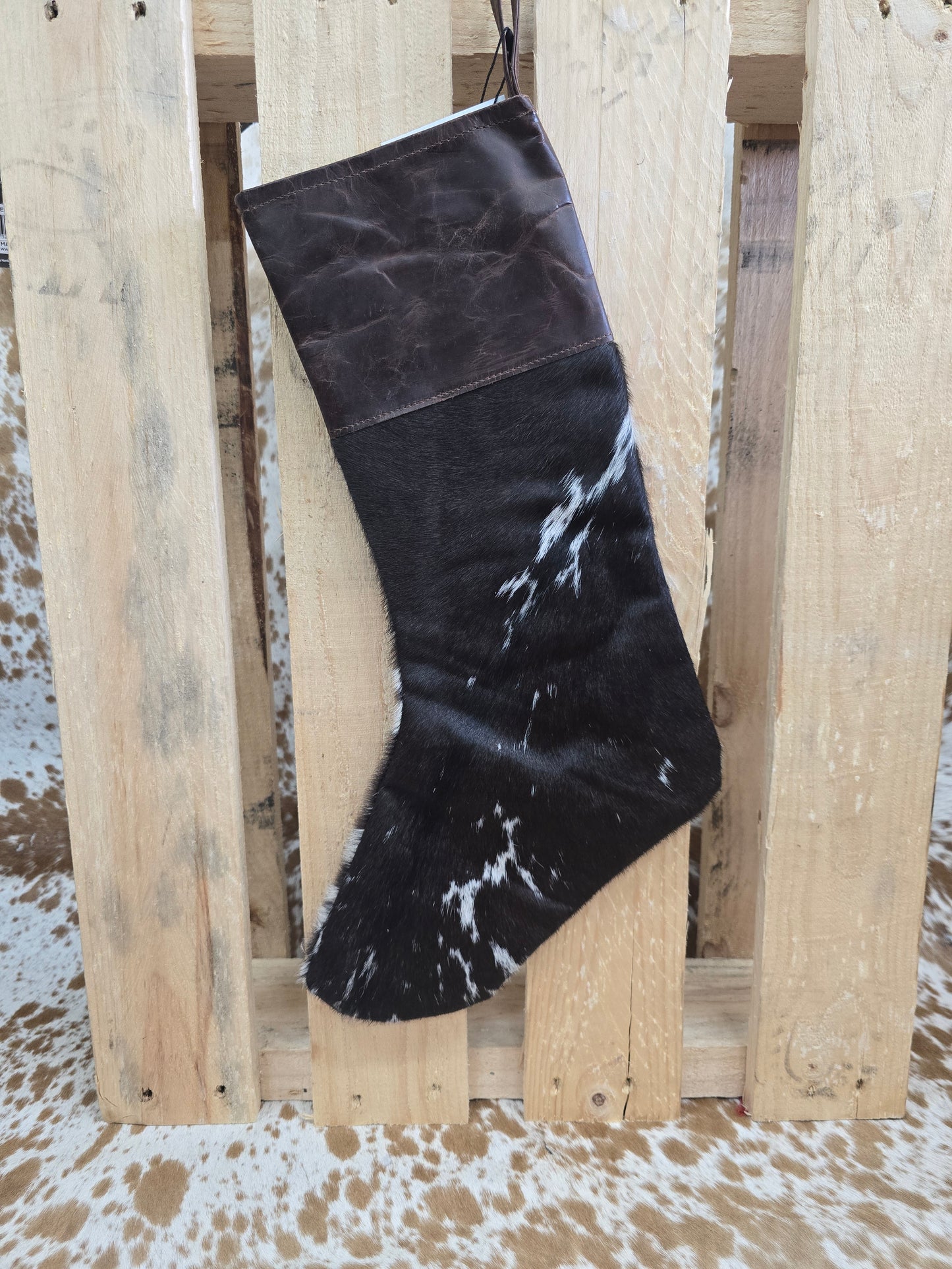 Cow hide Christmas stocking #24