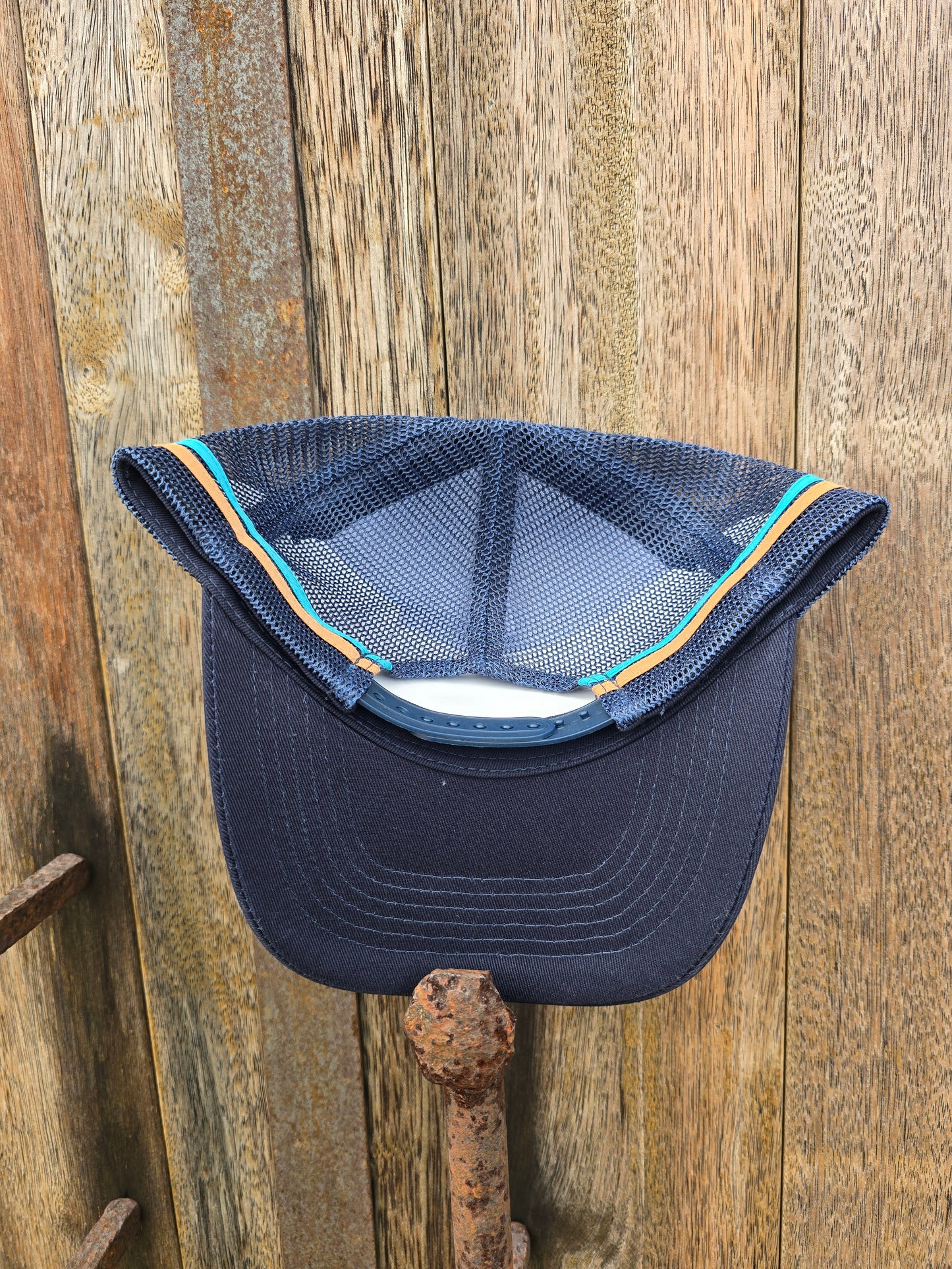 Navy tan and teal stripe