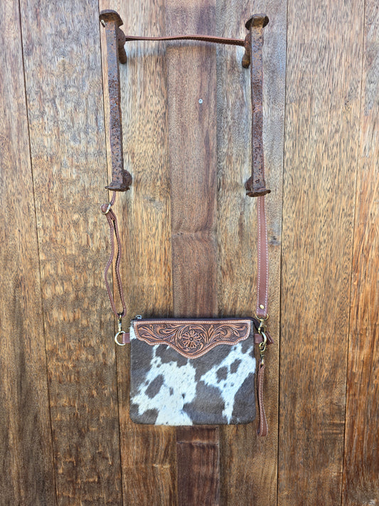 Tooled clutch bag - Brown #02