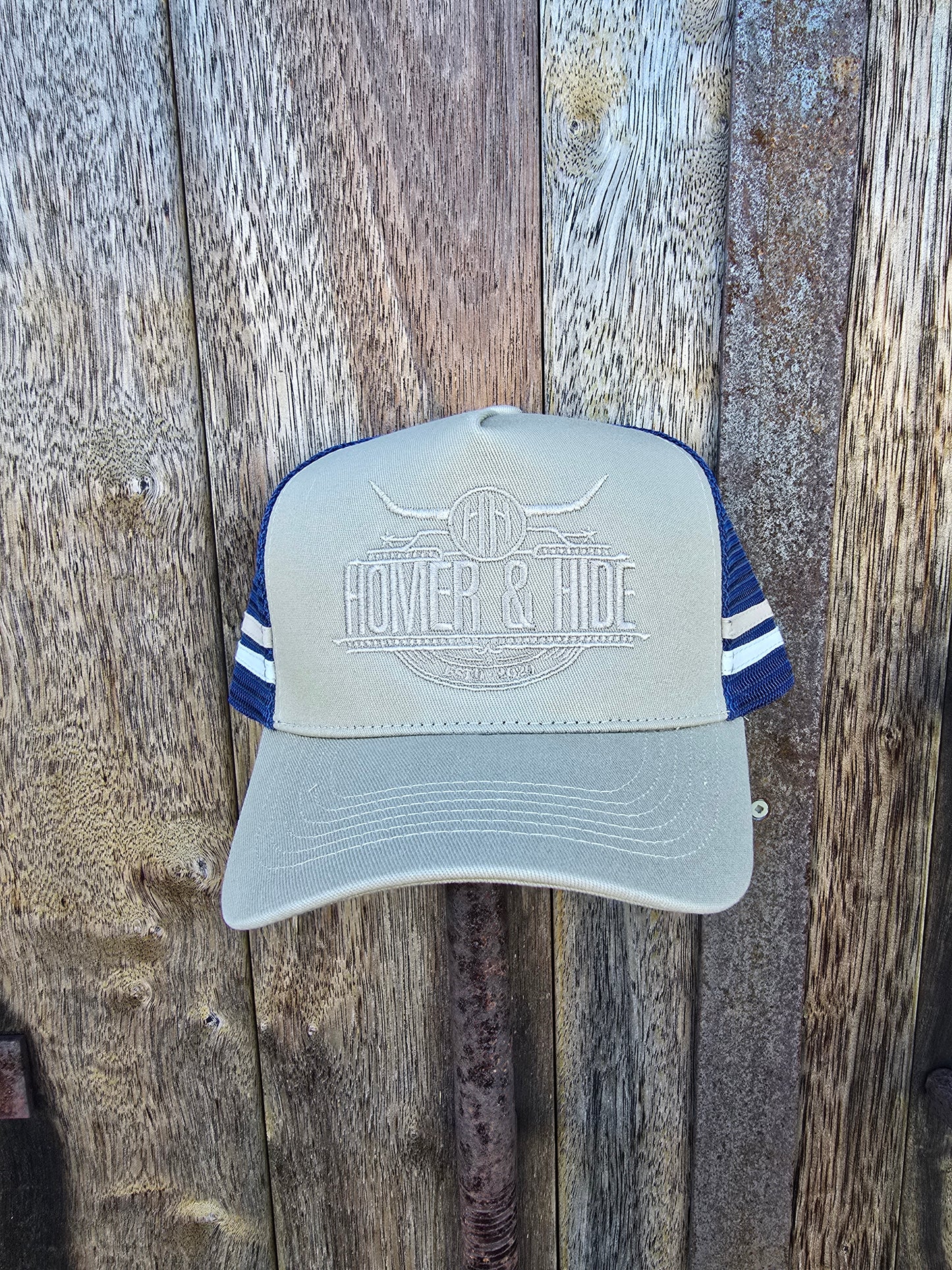 Stone on navy