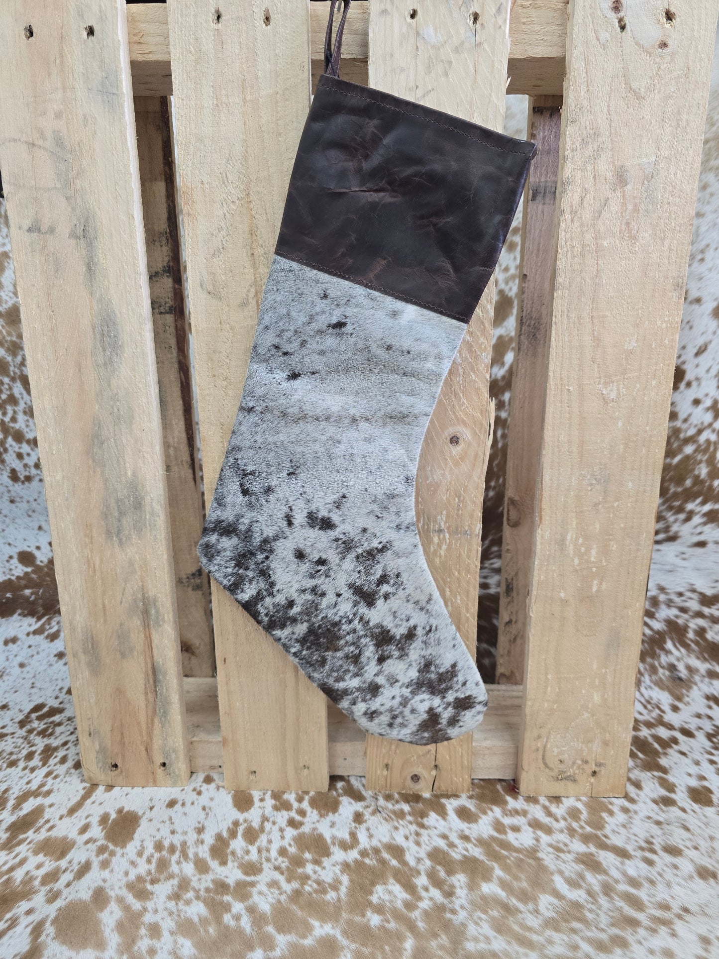 Cow hide Christmas stocking #27