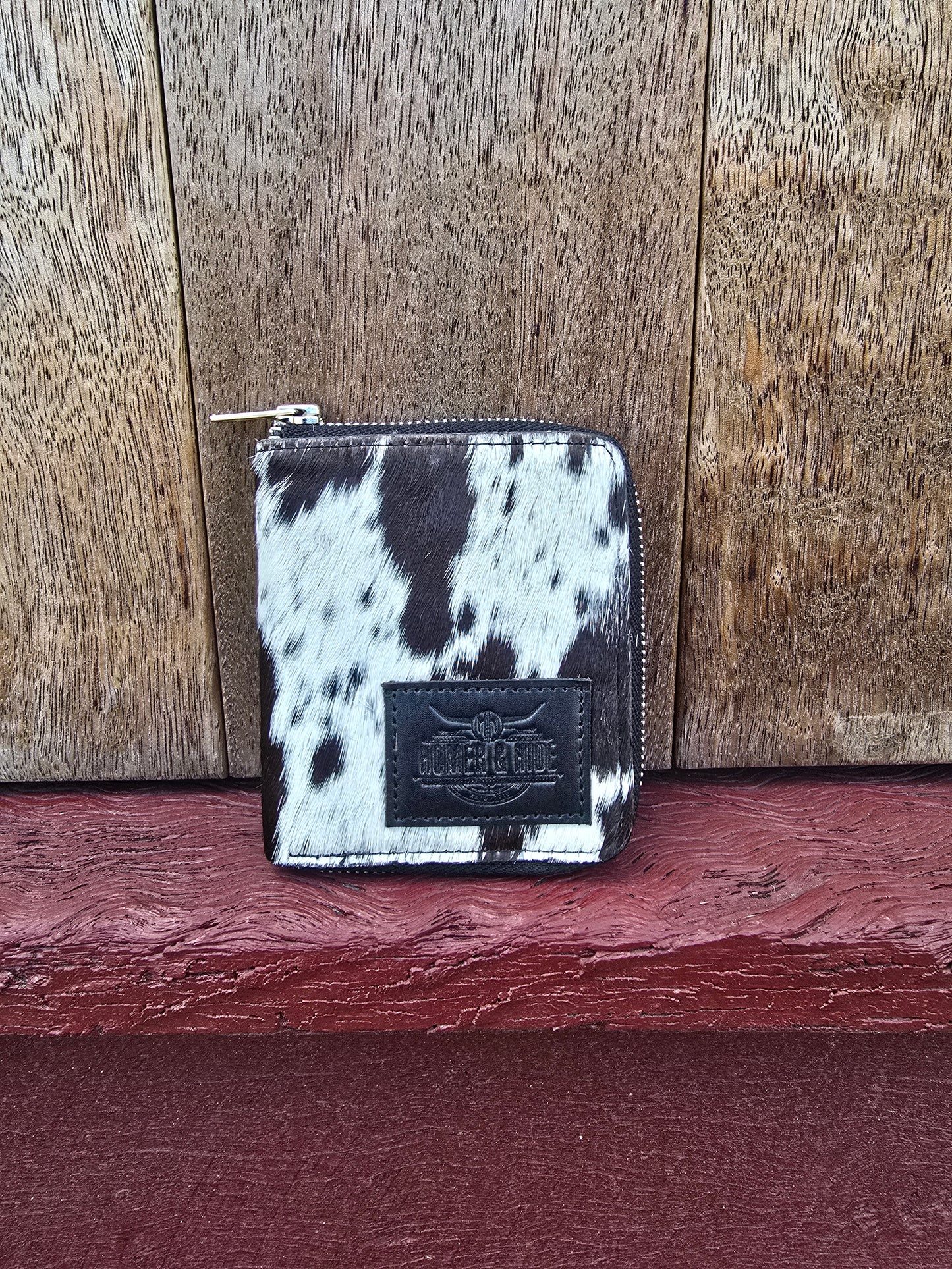 Hair on hide unisex square zippered wallet #06