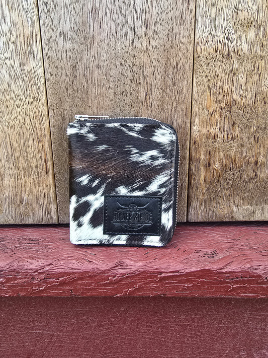 Hair on hide unisex square zippered wallet #08