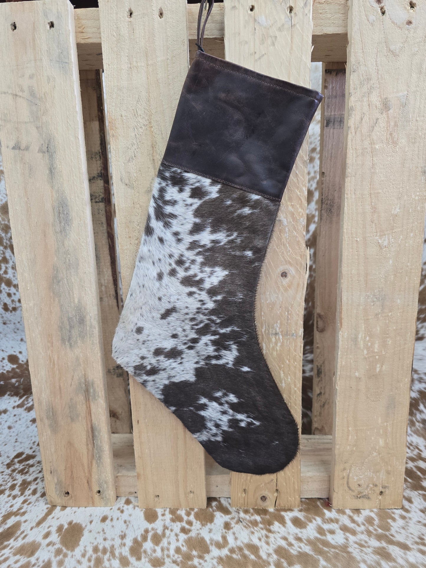 Cow hide Christmas stocking #19