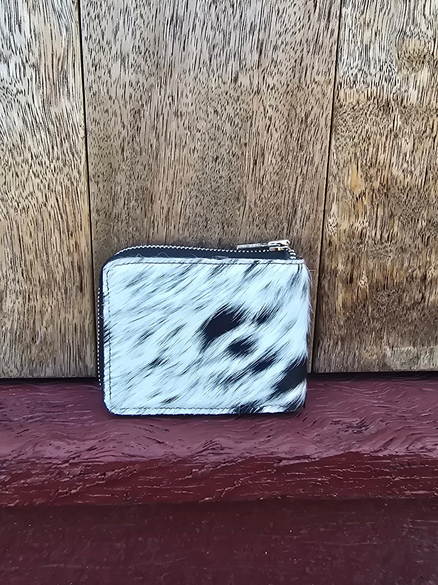 Hair on hide unisex rectangular zippered wallet #14