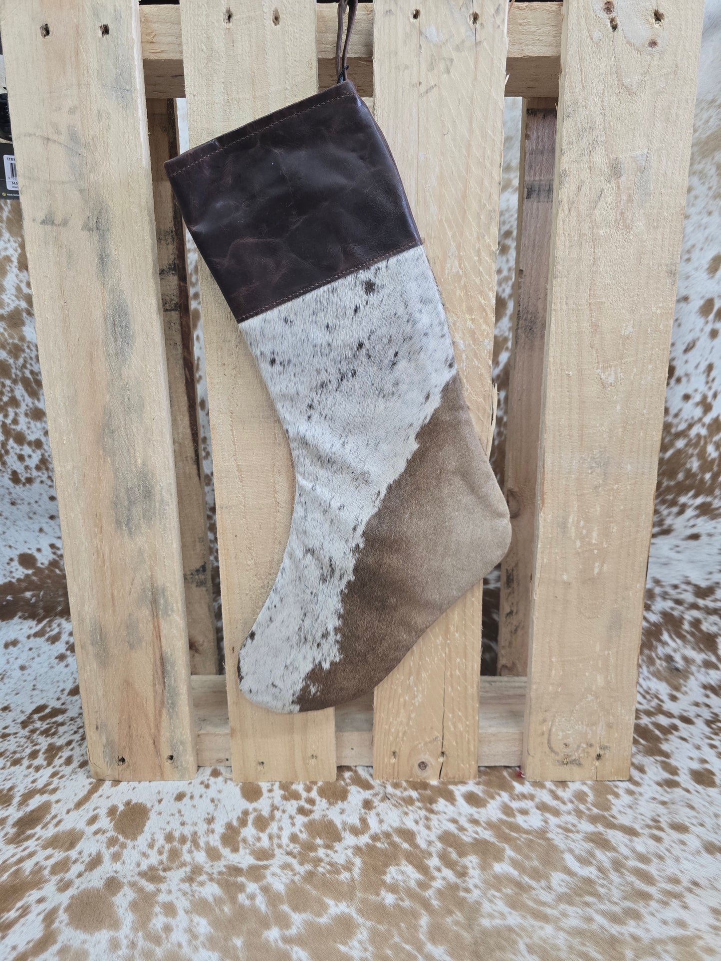 Cow hide Christmas stocking #22