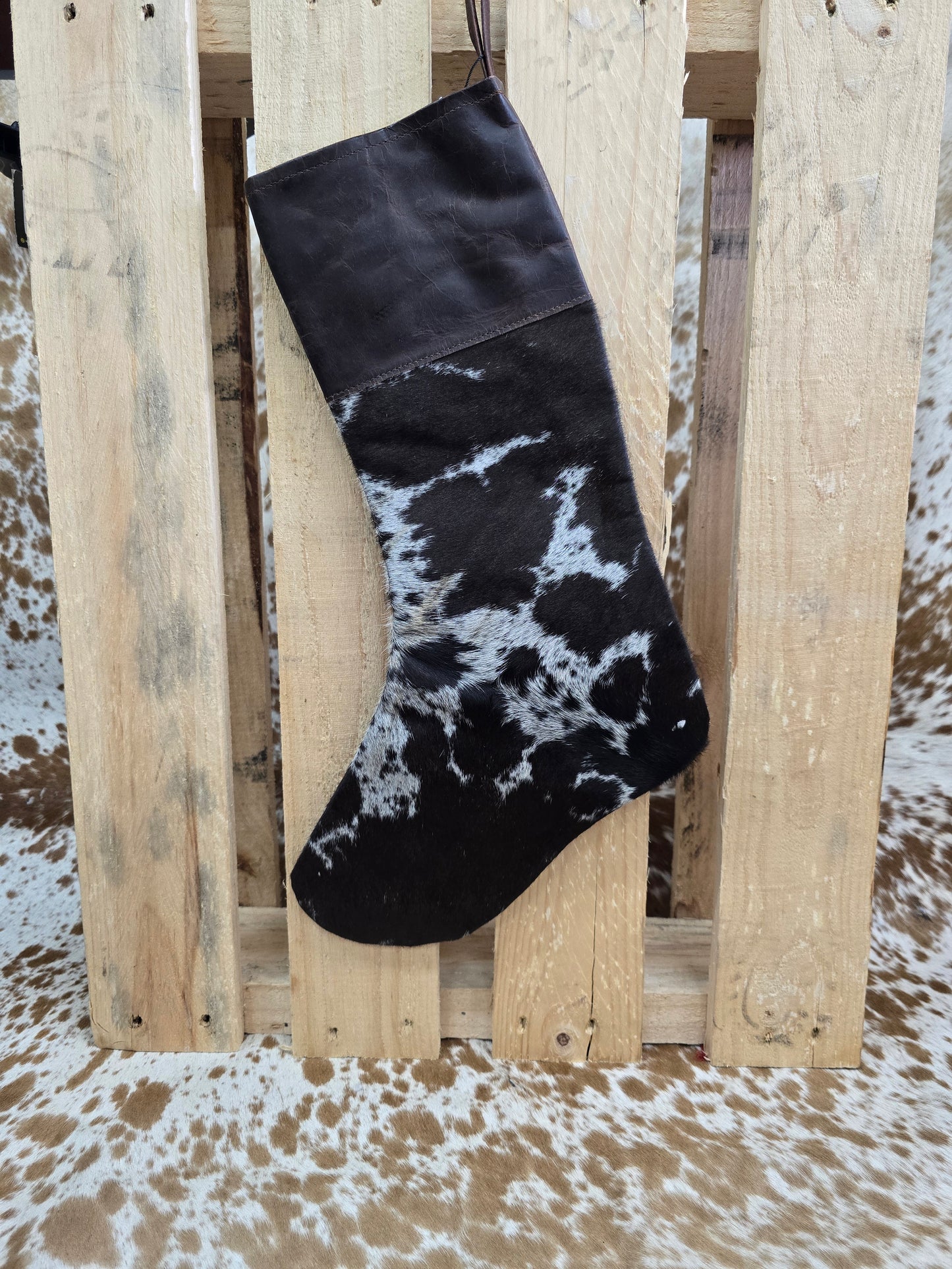 Cow hide Christmas stocking #29