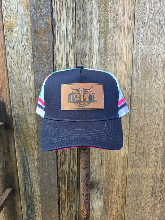 Navy blue cactus back ponytail cap