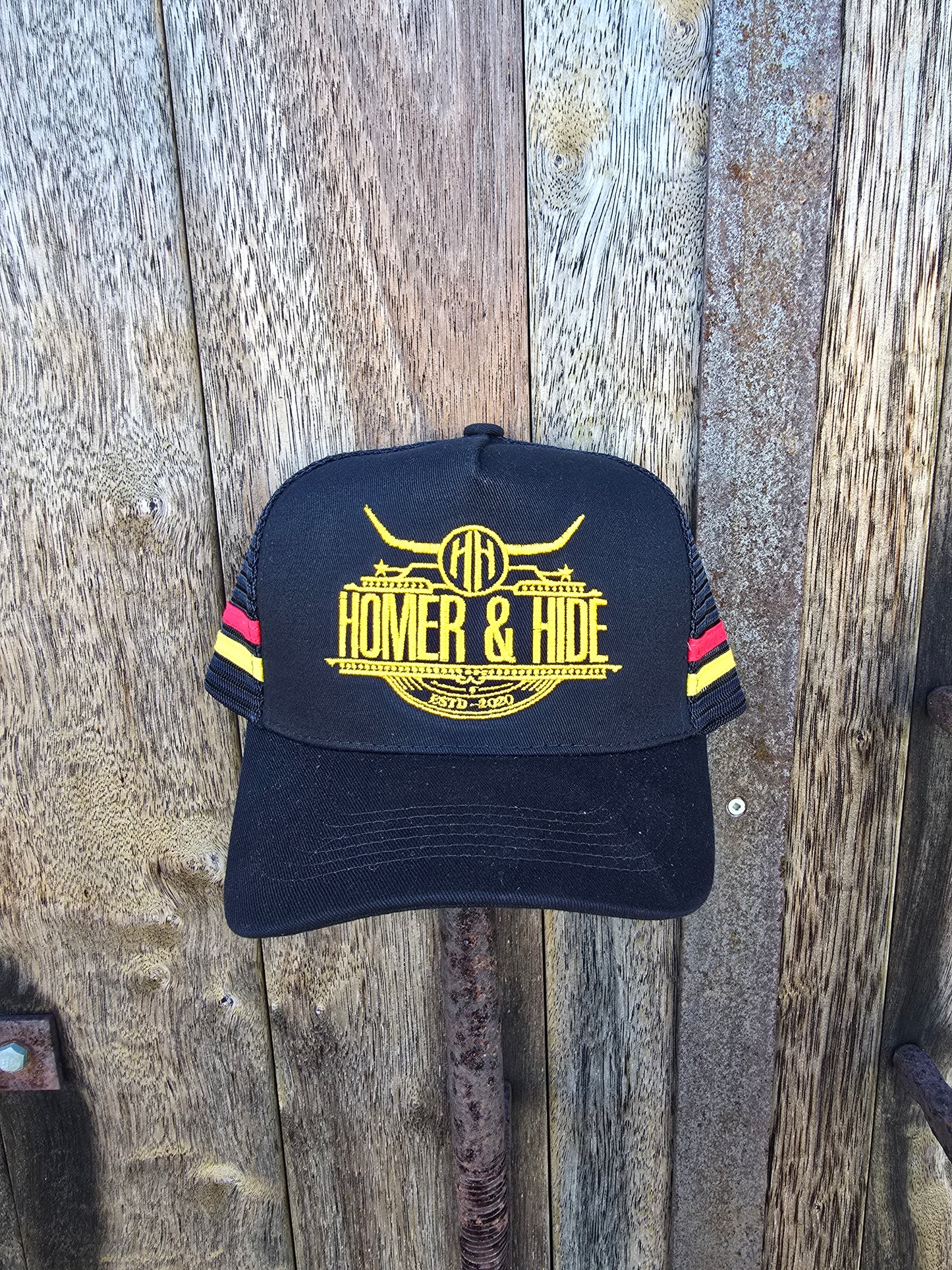 Black with red/ yellow stripe