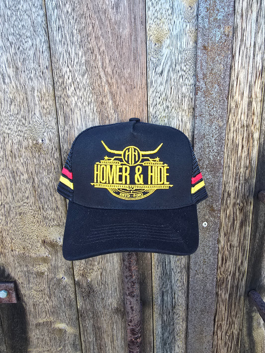 Black with red/ yellow stripe